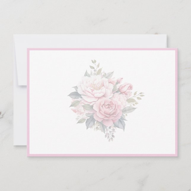 Cartão De Notas Floral Flat Note Card (Frente)