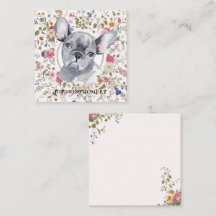 Floral French Buldogue Dog Mãe Notecard