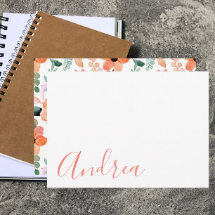 Cartão De Notas Floral Moderno de Aquarela Elegante Simples