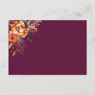 Cartão De Notas Floral outonal elegante burgundy