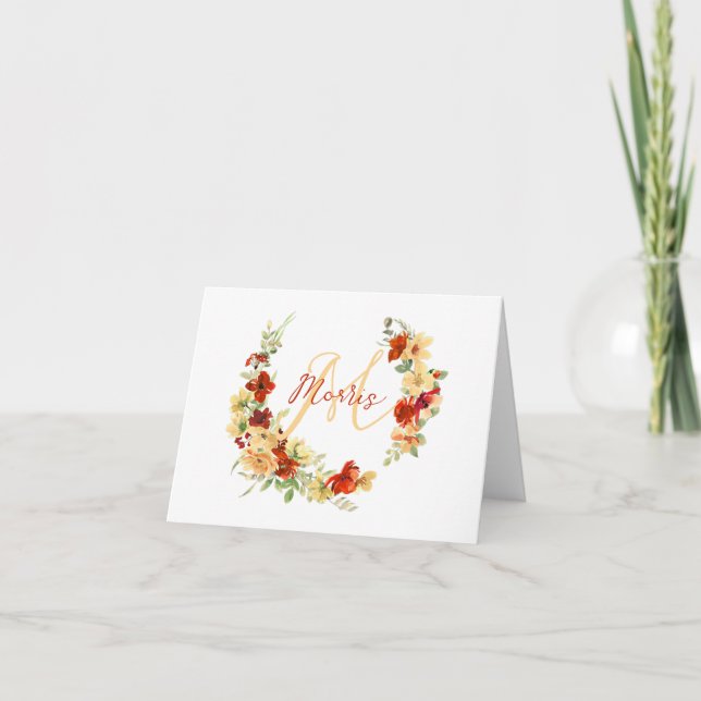 Cartão De Notas Floral outonal personalizado  (Frente)