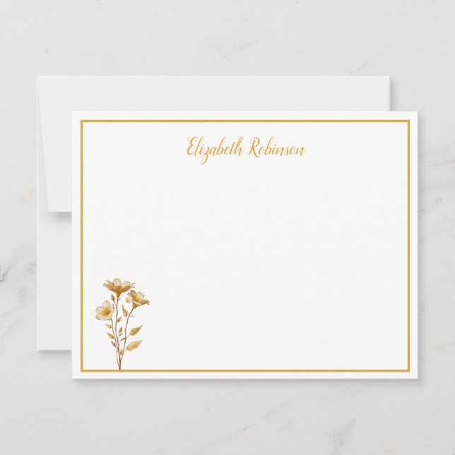 Cartão De Notas Floral Personalized Custom Note Card (Frente)