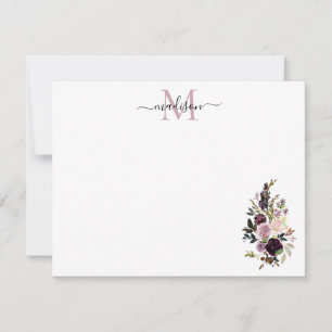 Cartão De Notas Floral Púrpura D-D-D-D-D-B-110 Monograma