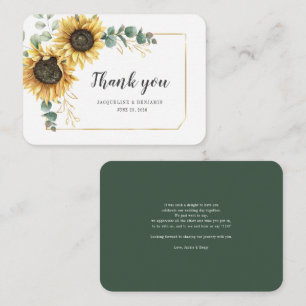 Cartão De Notas Floral Sunflower Eucalyptus Orçamento Muito Obriga
