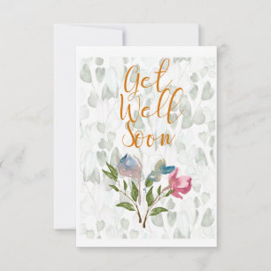 Cartão De Notas Floral Watercolor Consiga Bem Em Breve Placa De No