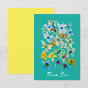 Cartão De Notas Flores azuis de cor aquosa