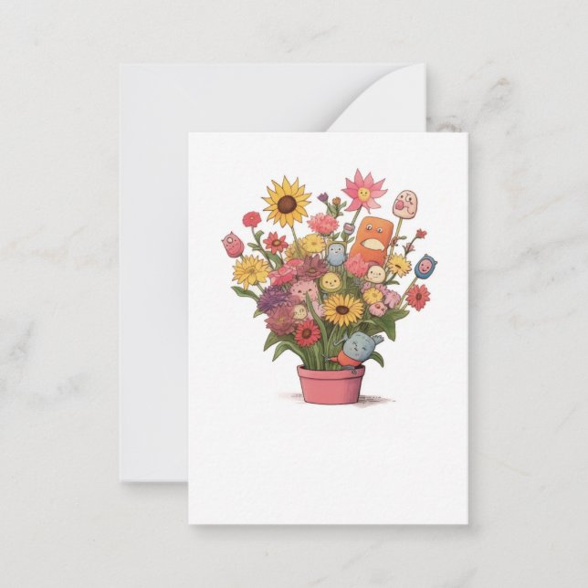 Cartão De Notas Flores, buquê, vaso de flores (Frente)