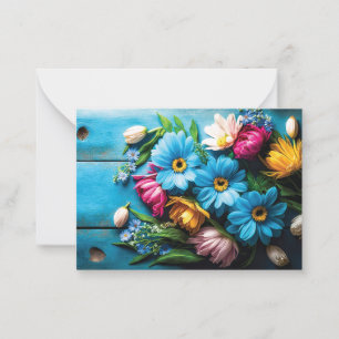 Cartão De Notas Flores Coloridas