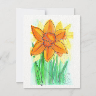 Cartão De Notas Flores de Aquarela-2 (4,25"x5,5") Placa de Nota Pl