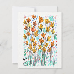 Cartão De Notas Flores de Aquarela-3 (4,25"x5,5") Placa de Nota Pl