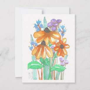 Cartão De Notas Flores de Aquarela-5 (4,25"x5,5") Placa de Nota Pl