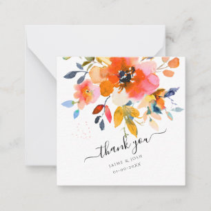 Cartão De Notas Flores de Aquarela PixDezines Rosas de Laranja de 