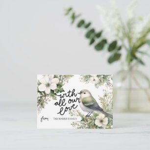 Cartão De Notas Flores de Natal Personalizadas e Pássaros Com Todo