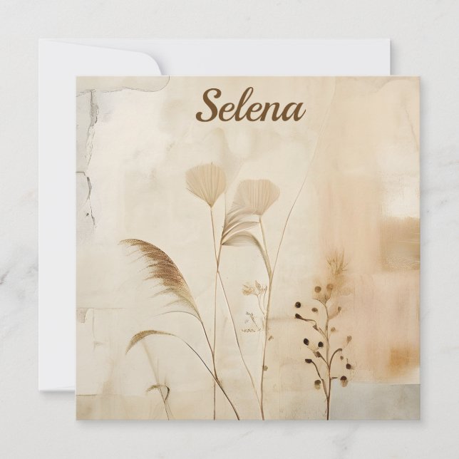 Cartão De Notas Flores e Grama Prensados (Frente)