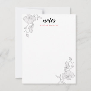 Cartão De Notas Flores Elegantes da Magnólia Personalizadas