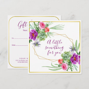 Cartão De Notas Flores em Aquarela - Moldura Dourada 12 + seu text