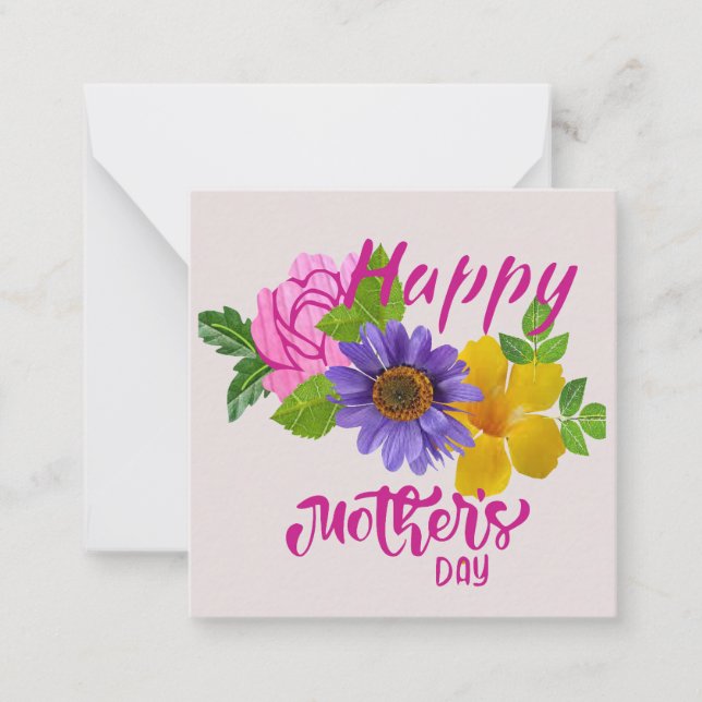 Cartão De Notas Flores para o Dia das Mães (Frente)