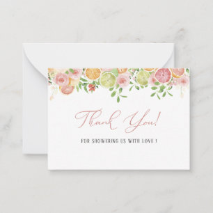 Cartão De Notas Flores Rosa Citrinas Elegantes, Citrus, Obrigado