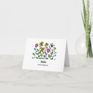 Cartão De Notas Flores Selvagens Amarelas Roxas Personalizadas Olá