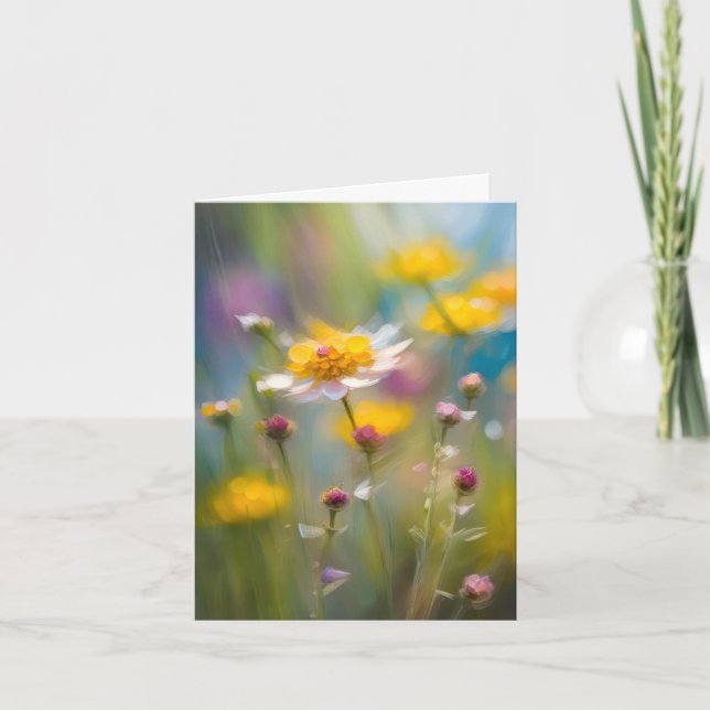 Cartão De Notas Flores Selvagens Whimsical No Vento (Frente)