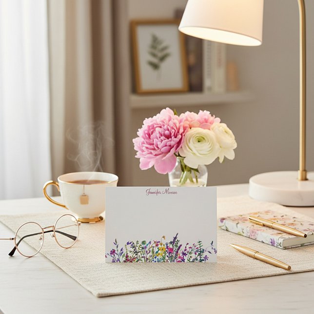 Cartão De Notas Flores silvestres coloridas personalizadas (Criador carregado)