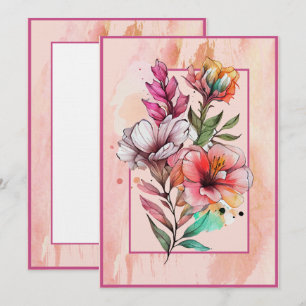 Cartão De Notas Flores silvestres, cor-de-rosa e Vazio púrpura