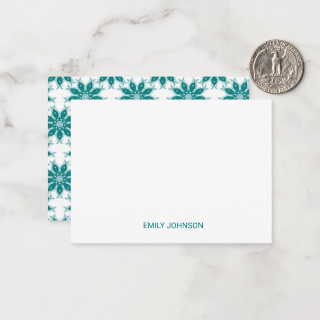 Cartão De Notas Flores teares nome personalizado branco (Frente/Verso In Situ)