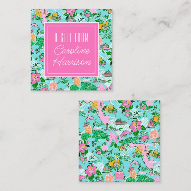 Cartão De Notas Flórida Map Preppy Palm Beach Pattern Impressão (Frente/Verso)