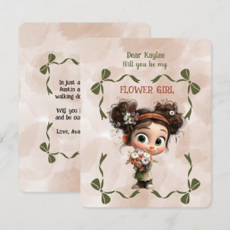 Cartão De Notas Flower Girl Invitation Floral Brown Watercolor