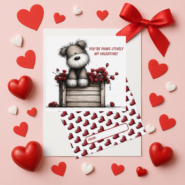 Cartão De Notas Fluffy Dog Valentine Card for Kids (Criador carregado)