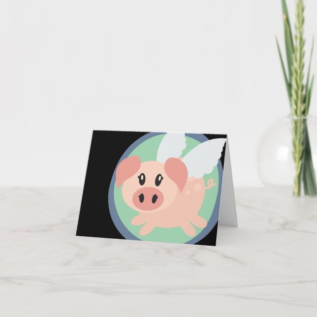 Cartão De Notas Flying Pig Note Card (Frente)