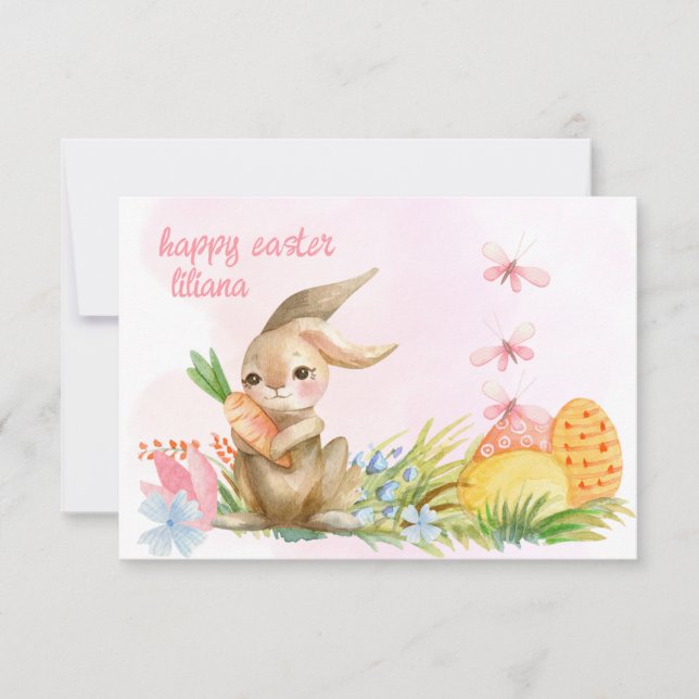 Cartão De Notas fofo floral coelho da Páscoa vintage - Feliz Pásco (Frente)