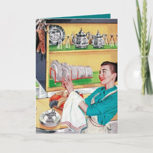 Cartão De Notas fofo retro limpadora senhora adicionar sentimentos