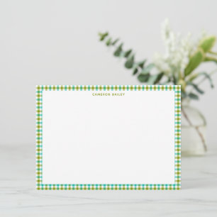 Cartão De Notas Fofo Xadrezinho Verde Oliva Personalizado