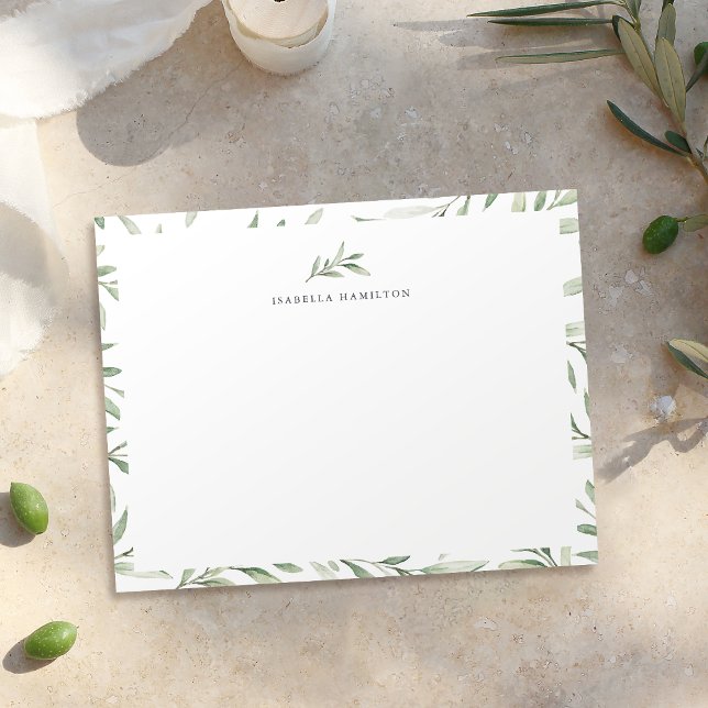 Cartão De Notas Folha de papelaria simples e russa (Simple rustic greenery Personalized Stationery Note Card)