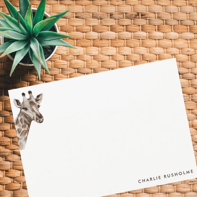 Cartão De Notas Folha Personalizada Simples Moderna Girafa (Criador carregado)
