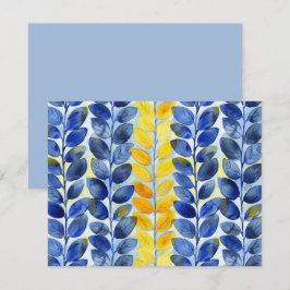 Cartão De Notas Folhas Amarelas e Azuis