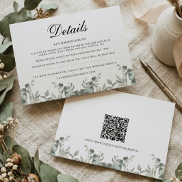 Cartão De Notas Folhas de Eucalipto Boho com QR code Detalhes do C