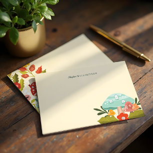 Cartão De Notas Folhas de outono de Jardim das Fadas de Corte e Ab