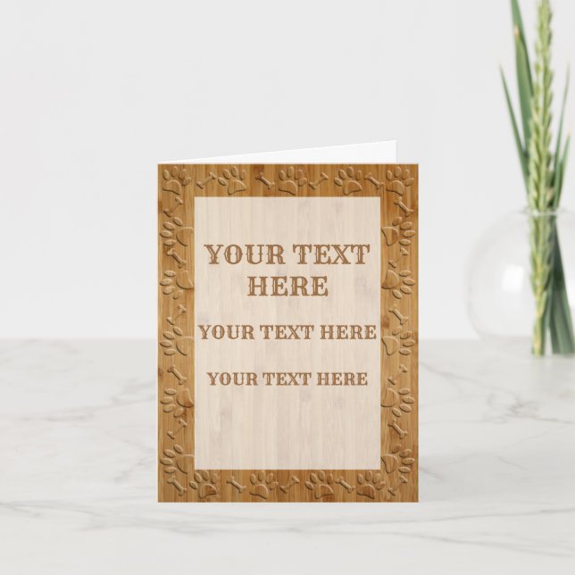 Cartão De Notas Folhas E Ossos De Cães De Madeira, Descartados (Frente)