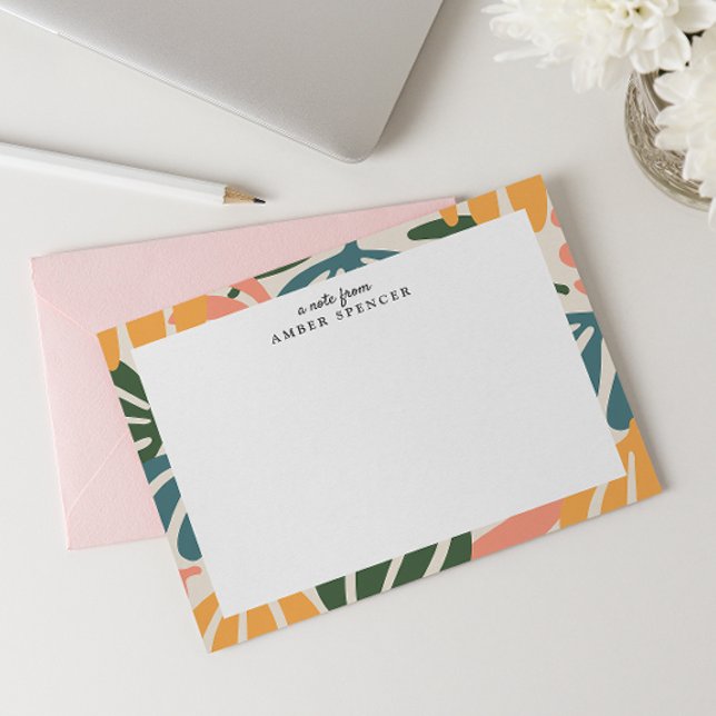 CARTÃO DE NOTAS FOLHAS RETRÔ COLORIDAS BOTÂNICA GROOVY FOFINHA (Criador carregado)