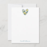 Folk Floral Heart Blue Personalizado