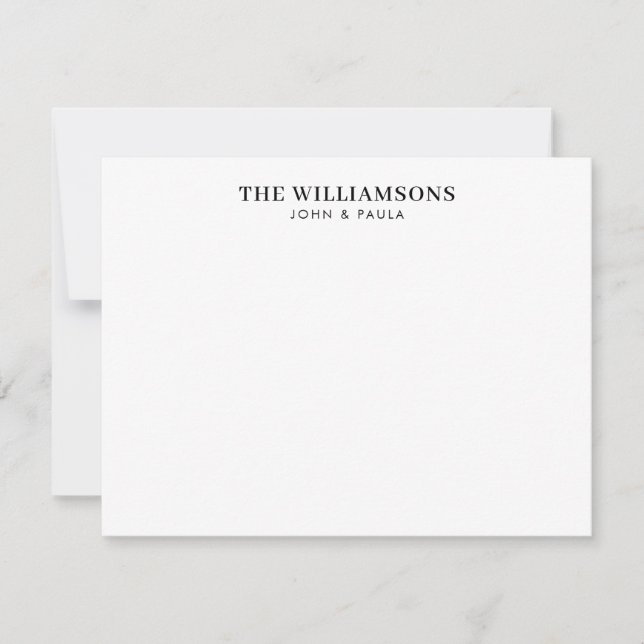 Cartão De Notas Fonte Preta do Nome da Família Moderna Elegante Si (Frente)