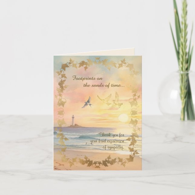 Cartão De Notas Footprints Sympathy Thank You Folded Note Card (Frente)