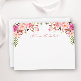 Cartão De Notas Forma Floral, Cor-de-rosa-d-água, Personalizada