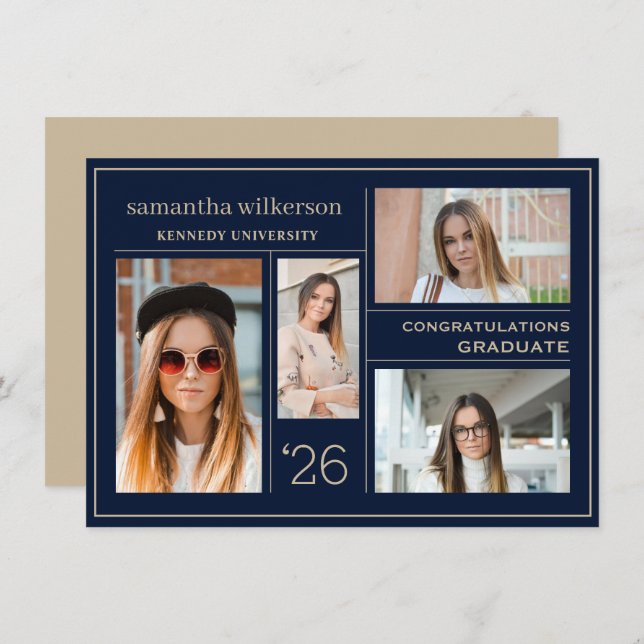 Cartão De Notas formando de Parabéns de Colagem de Fotografias (Frente/Verso)