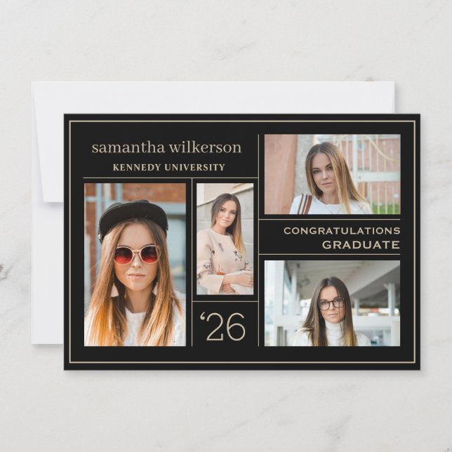 Cartão De Notas formando de Parabéns de Colagem de Fotografias (Frente)