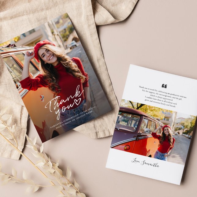 Cartão De Notas Formando Graduação 2025 Fotos Obrigado (Graduation 2025 Graduate Photos Thank You Note Card)