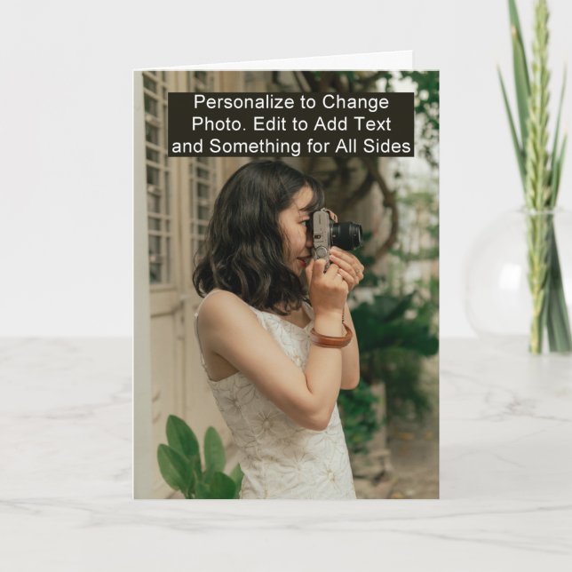 Cartão De Notas Foto: Aniversário Parabéns Grupo Casado Saudação (Frente)