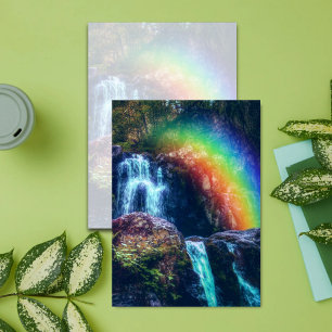 Cartão De Notas Foto Colorida Rainbow Waterfall Woodland